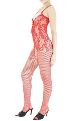 Combinaison Resille Ouverte – Lingerie Ultra Élastique – Rouge – 40-75 kg