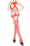Combinaison Resille Ouverte – Lingerie Ultra Élastique – Rouge – 40-75 kg