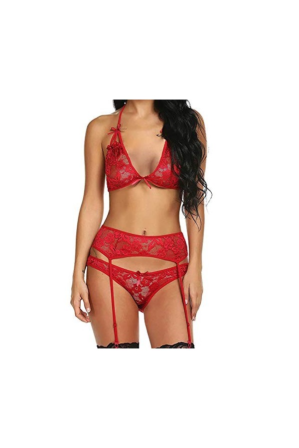 sous-Vetements Femme Dentelle Ensemble Soutien Gorge et String Sexy Vêtements De Nuit Erotique Lingerie Sexy Ensemble 2 Pièce