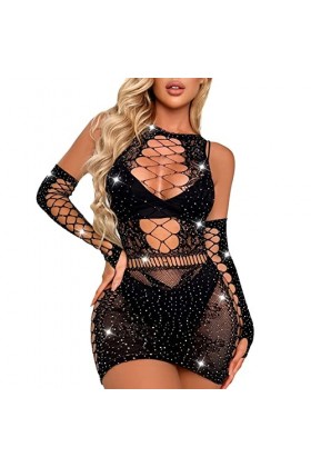 2023 New y27k Style Lingerie Sexy résille Filles Sexy Sexy Robe Femmes Sexy sous-vêtements Robe Couleur Pure Maille Bikini Se