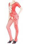 Combinaison Resille Ouverte – Lingerie Ultra Élastique – Rouge – 40-75 kg