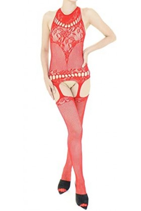 Combinaison Resille Ouverte – Lingerie Ultra Élastique – Rouge – 40-75 kg