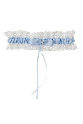 Jarretière de mariée pour Mariage,Élastique Jarretière Mariée Jarretière élégante en Dentelle Bleue et Blanche Mariée Bowknot