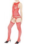 Combinaison Resille Ouverte – Lingerie Ultra Élastique – Rouge – 40-75 kg