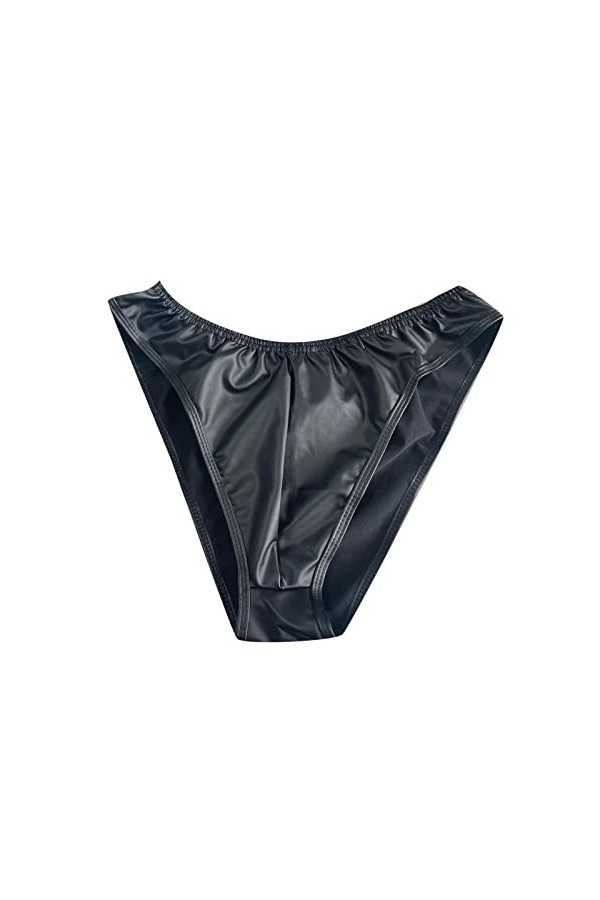 ZHIYU Hommes Quatre Saisons Mode Décontracté Couleur Unie Short en Cuir Sexy Doux Goût Sous-vêtements Shorts Pantalons Sous-v