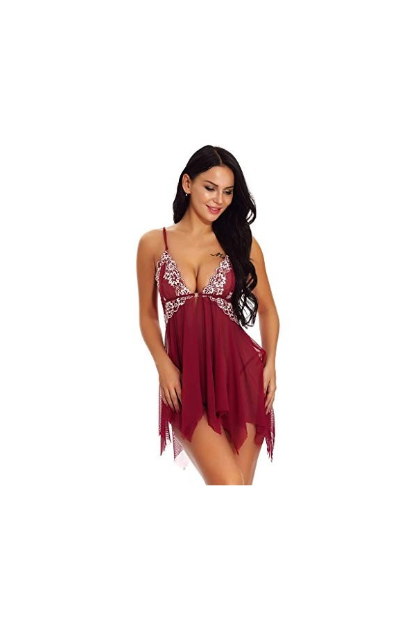 Générique pour Les Femmes Front Closure Neck Lingerie Maille Dentelle V Pyjama Femmes Sexy Lingerie Sexy Femme Coquine Hot XX