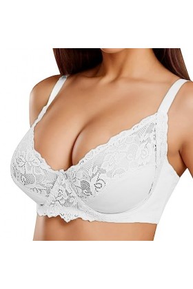 liaddkv Sous-vêtement femme dentelle fine réglable grande taille grand affichage poitrine petit soutien-gorge avec soutien po