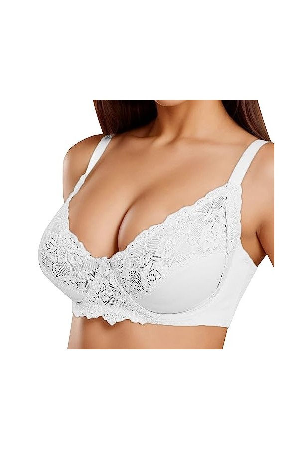 liaddkv Sous-vêtement femme dentelle fine réglable grande taille grand affichage poitrine petit soutien-gorge avec soutien po