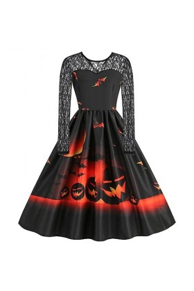 Femmes Halloween Robes De SoiréE Chic Vintage 1950S Imprimé SoiréE à ThèMe Robe De Bal Cosplays Robe Femme Noos FêTe Populai