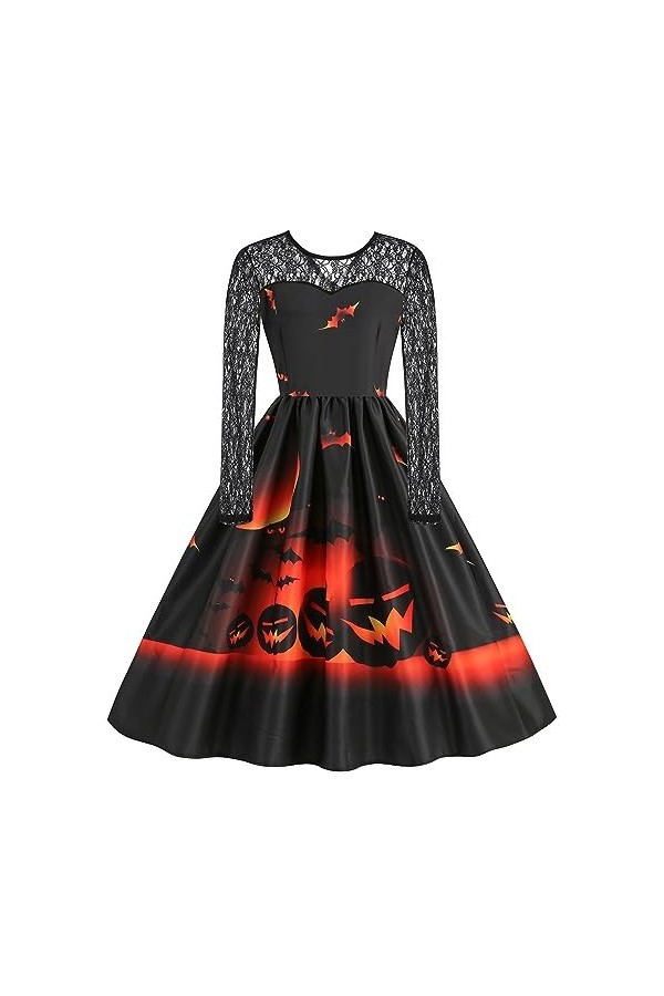 Femmes Halloween Robes De SoiréE Chic Vintage 1950S Imprimé SoiréE à ThèMe Robe De Bal Cosplays Robe Femme Noos FêTe Populai