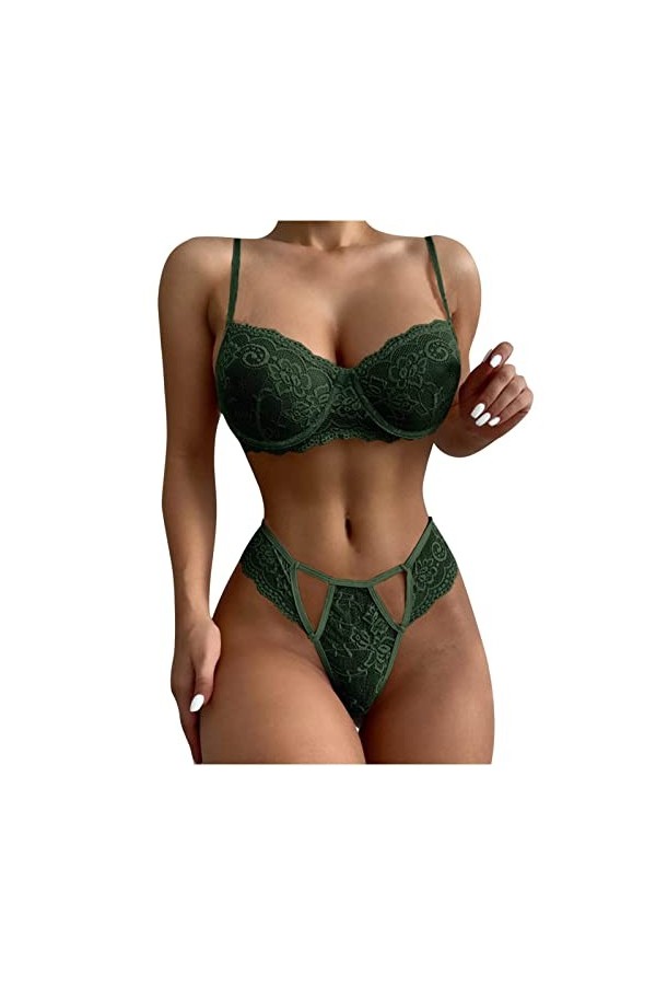 Ensemble Soutien Gorge et String Femme Erotique sous-Vetements Dentelle Lingerie Sexy Ensemble Sexy Vêtements De Nuit 2 Pièce