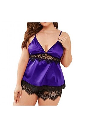 Lingerie Sexy pour Femme Lingerie racée Pyjama Sleepwear Femmes Muslin Dentelle Deux pièces Nuit de Nuit Sexy sous-vêtements 
