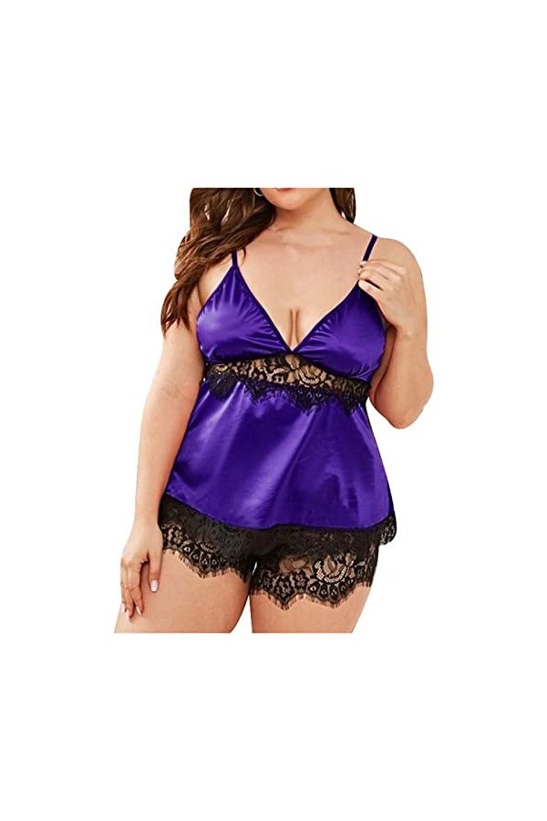 Lingerie Sexy pour Femme Lingerie racée Pyjama Sleepwear Femmes Muslin Dentelle Deux pièces Nuit de Nuit Sexy sous-vêtements 