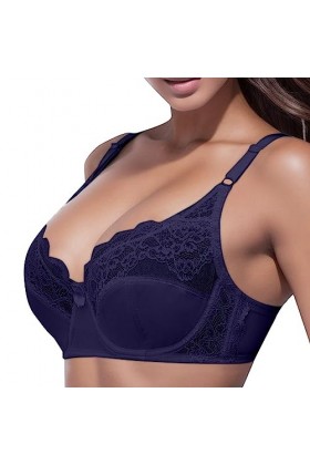 Soutien-gorge réglable pour femme - Grande taille - Dentelle - Anneau en acier - Soutien-gorge fin - Tenue dété - Soutien-go