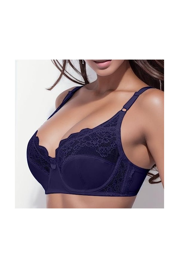 Soutien-gorge réglable pour femme - Grande taille - Dentelle - Anneau en acier - Soutien-gorge fin - Tenue dété - Soutien-go