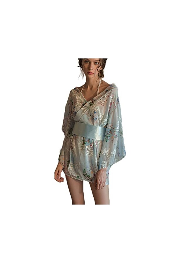Temptshow Femmes Sexy Style Chinois Perspective Lingerie Cosplay Femme Hanfu Robe brodée bleu clair1 