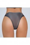 Sous-vêtements en coton pour femme - Culotte brésilienne - Sexy - Culotte sexy - Taille haute, gris, L