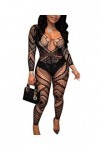 Buitifo Femmes Bas de Lingerie Bodystocking Fishnet Bodys Sexy Nuisettes Black TDZJ 