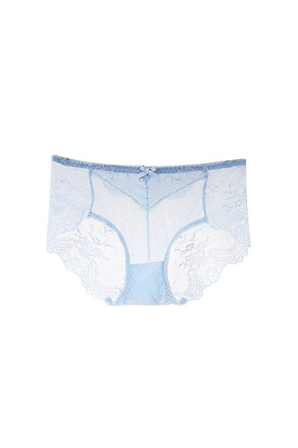 Mesdames Nouvelle Sexy Dentelle Mi-Taille Culotte Maille Coton Entrejambe Culotte Lingerie Body Sexy Light Blue, XL 