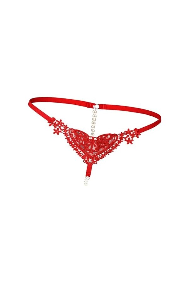 Slips String brodélicats pour Femmes -éduisantes Culottes Taille Basse avec Fesses perlées et Entrejambe Ouvert - Choix de Li