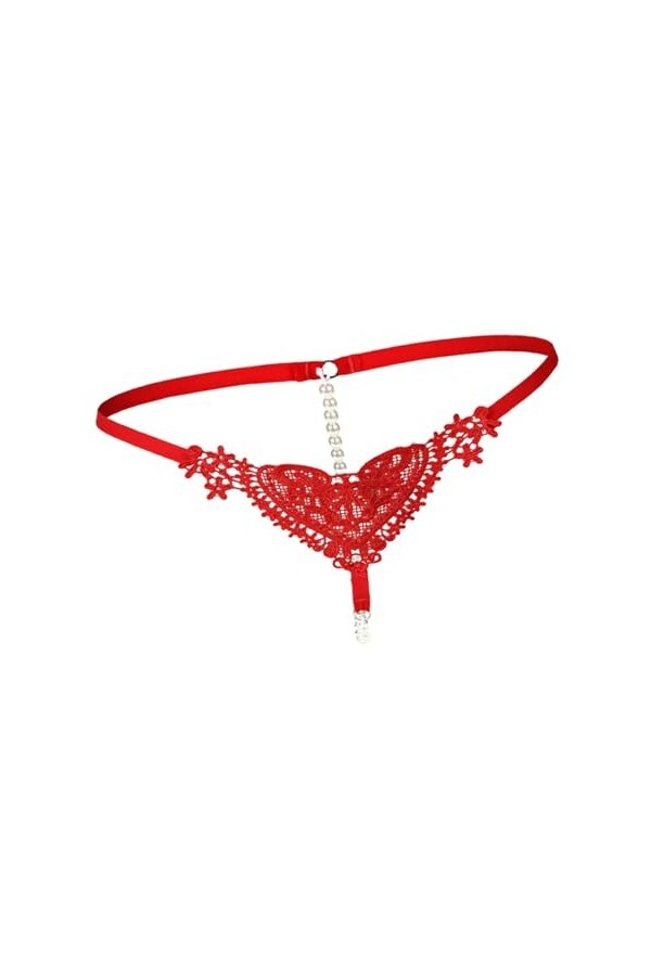 Slips String brodélicats pour Femmes -éduisantes Culottes Taille Basse avec Fesses perlées et Entrejambe Ouvert - Choix de Li