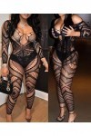 Buitifo Femmes Bas de Lingerie Bodystocking Fishnet Bodys Sexy Nuisettes Black TDZJ 