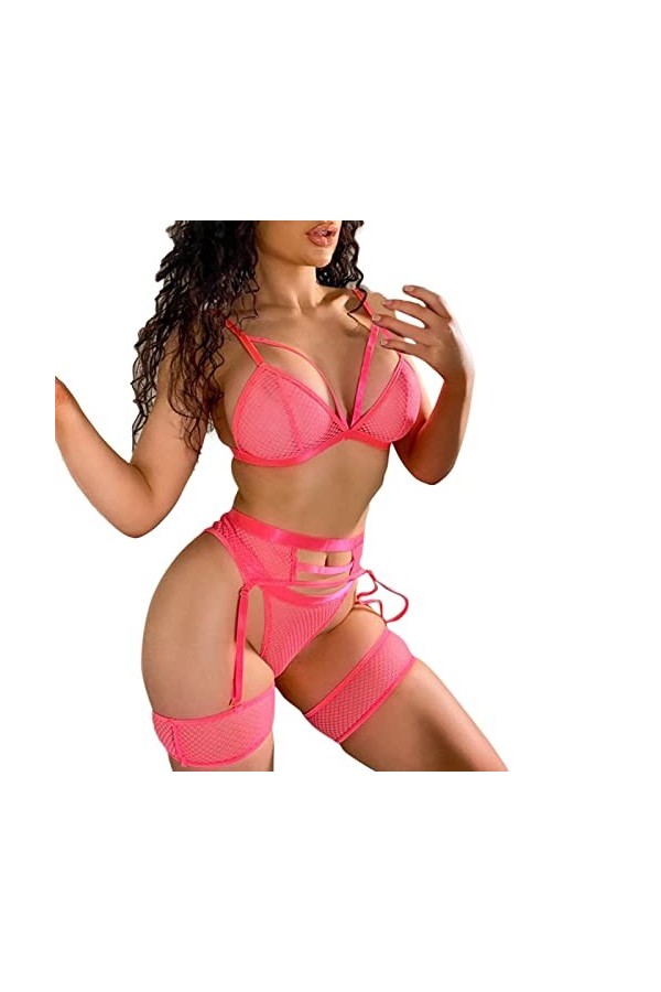 Ensemble de Lingerie Sexy en Dentelle Cou Suspendu Womens Sexy Lingerie Commerce Extérieur Multicolore Sexy Pyjamas Transpare
