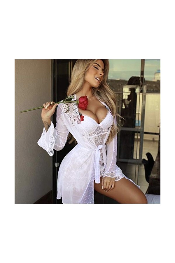 Lingerie Femme Sexy Ensemble Homme Sexy Hot y29k Creuse brodé Pyjama sans Dos Dentelle Nuit de Nuit Maillage croisé Lingerie 