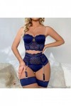 Lingerie Sexy pour Femme Femmes Lingerie Sexy Dentelle Crochet Découpe Soutien-Gorge Et Culotte Taille Haute Ensemble Push Up