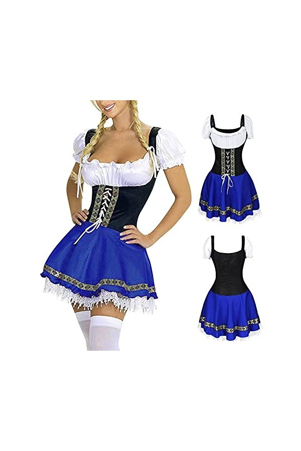 TDEOK Robe sexy pour femme, bleu, M