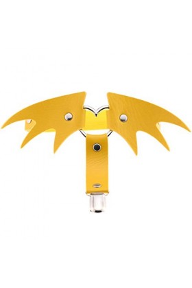 KieTeiiK Porte-jarretelles punk en similicuir avec cœur en métal et ailes de chauve-souris pour femme