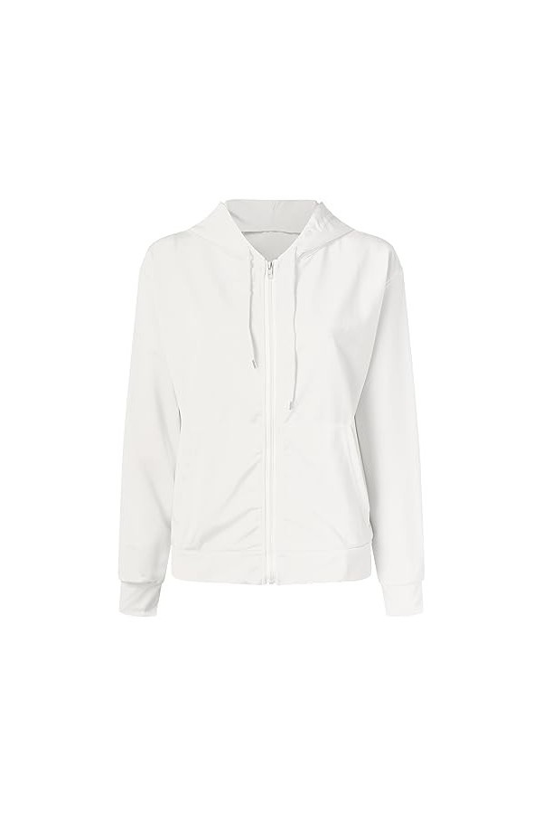 Y2k Pull à capuche pour femme avec fermeture éclair, Blanc., M