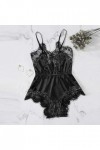 Soutien-gorge sexy en dentelle pour femme Siam sans manches Body Body Costume Babypad Sexy Mini jupe Femme, Noir , M