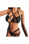 LDadgf Lingerie noire transparente pour femme dans un maillot de bain dos nu trois points Lingerie Buste, Noir , S