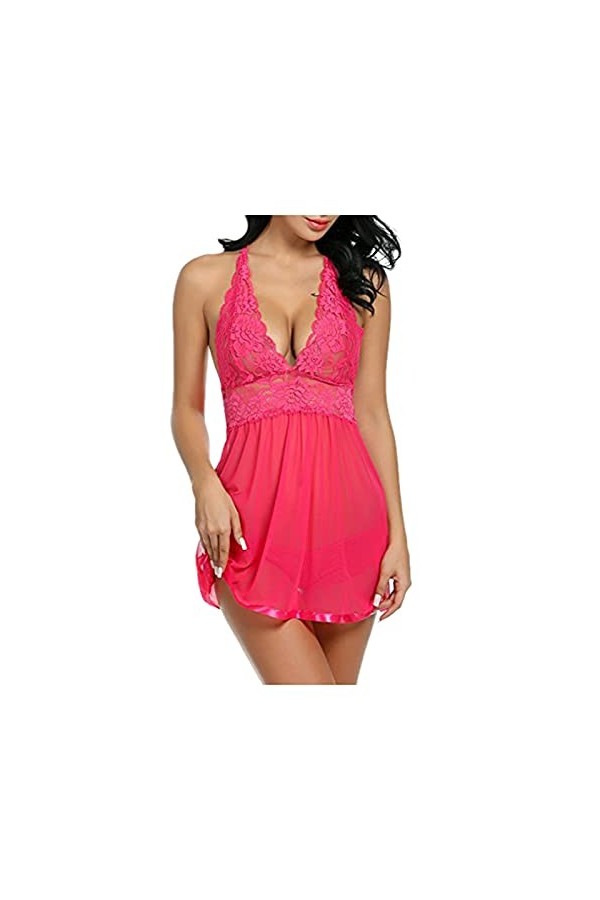 liaddkv Soutien-gorge sexy en V pour femme à gratter en dentelle et sous-vêtement pour ami, Rose, M