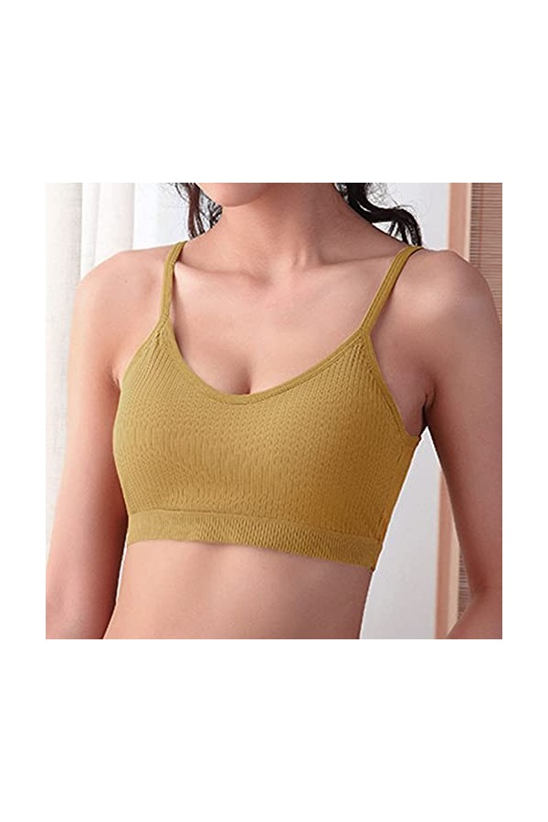 Sport Strap Beauty Femmes Soutien-Gorge Sexy sous-vêtements Dos Breast Menstruelle Abondant Lavable Lot Yellow, S 