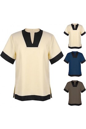 Haut à manches courtes pour homme - Manches courtes - Décontracté - Col en V - Séchage rapide - Respirant - Décontracté, jaun