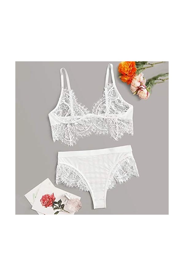 Lingerie Sexy Ensemble Femme 2 Pièce sous-Vetements Dentelle Ensemble Soutien Gorge et String Sexy Vêtements De Nuit Erotique