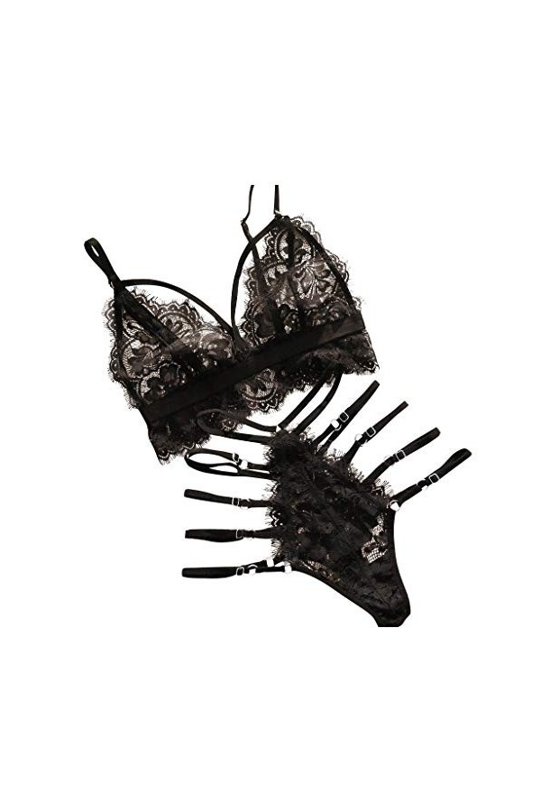 Pyjama pour pyjama, sous-vêtements, pyjamas, sexy, chemises de nuit, mode dentelle, lingerie sexy pour femme, rouge, Noir , X