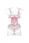 UOWEG Sexy Mesh Dentelle Femmes Sheer Backless Bodysuit Teddy Jumpsuit Lingerie Sexy Dentelle Lingerie Pink, XL 