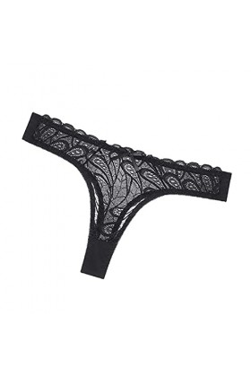 à Travers Coton Taille Basse pour Dentelle Dentelle Thong Femmes Hollow Tenue Sexy Black, S 