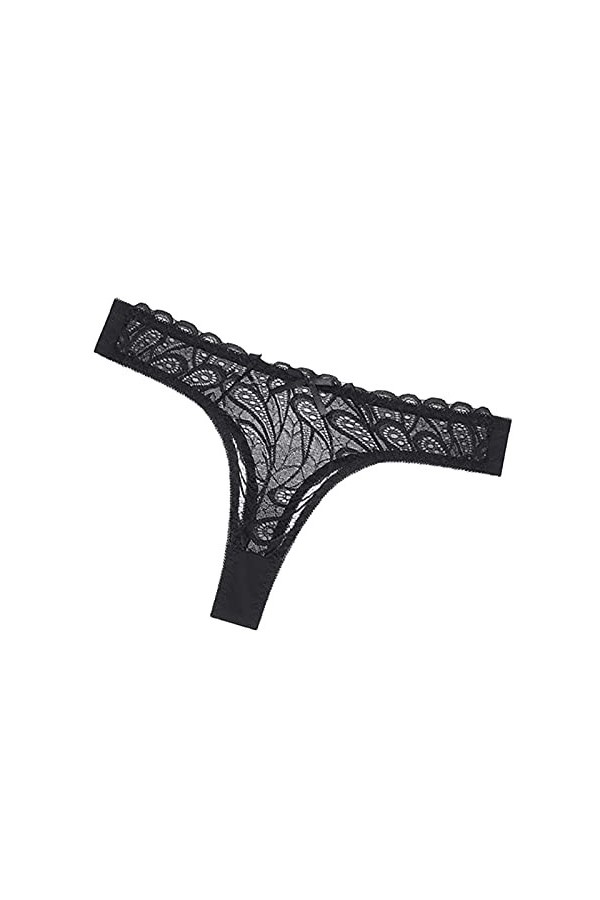 à Travers Coton Taille Basse pour Dentelle Dentelle Thong Femmes Hollow Tenue Sexy Black, S 