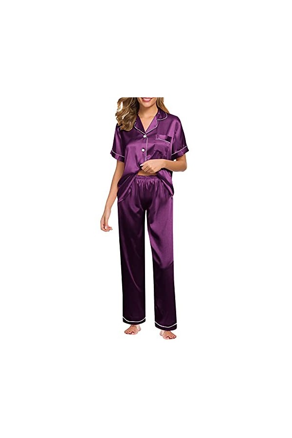 Ensemble de pyjama sexy en dentelle pour femme - Ensemble de vêtements de nuit en soie - Sexy - Chemise de nuit courte et san