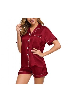 CUTeFiorino Ensemble de pyjamas sexy pour femme - Robe de nuit - Courte et sexy - Robe courte en dentelle, rouge, XL