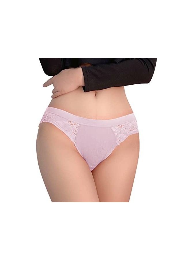 Culotte dépissure en Dentelle Transparente pour Femmes Sexy qualité Respirante Creuse en Coton Lingerie Rembourré Pink, M 