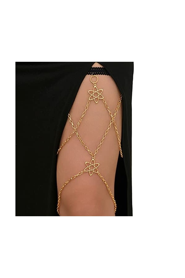 Chaîne de jambe punk porte-jarretelles multi-couches creuse cercle chaîne de cuisse élastique bijoux boîte de nuit fête pour 