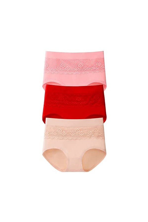 Culotte sans Entrejambe pour Femme 3 Culottes en Dentelle Sexy Respirantes et surdimensionnées en Coton pour Femmes de Couleu