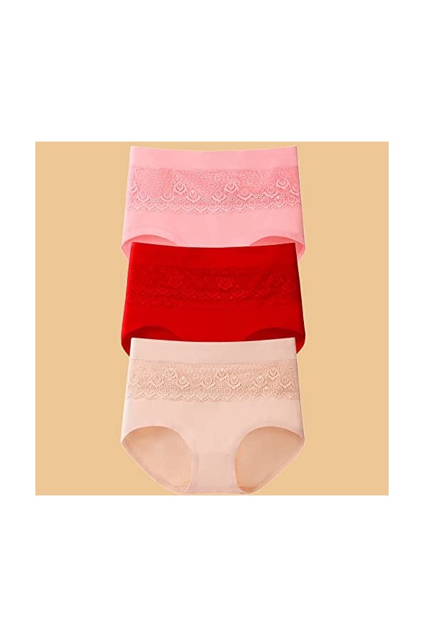 Culotte sans Entrejambe pour Femme 3 Culottes en Dentelle Sexy Respirantes et surdimensionnées en Coton pour Femmes de Couleu