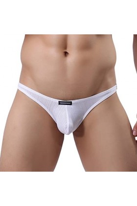 Générique String Homme Sexy Hot Dentelle Slips Boxer Nouveau String en Soie glacée à la Mode Douce côtelée Mini Fit lavé Sexy