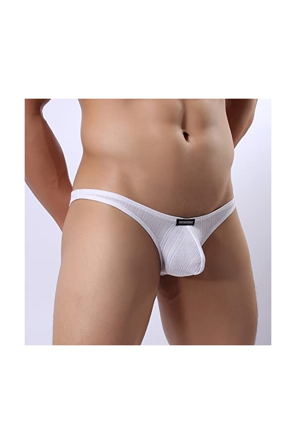 Générique String Homme Sexy Hot Dentelle Slips Boxer Nouveau String en Soie glacée à la Mode Douce côtelée Mini Fit lavé Sexy